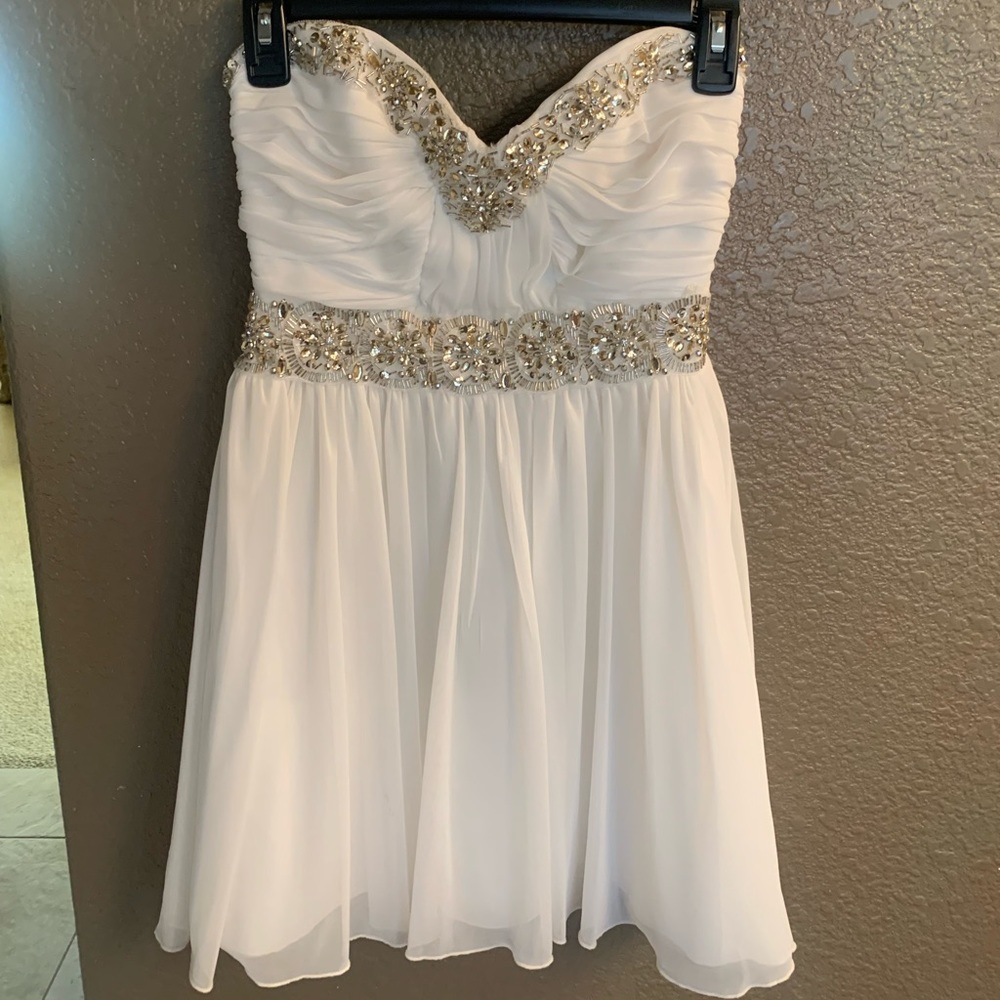Strapless White Beaded My Michelle Dress